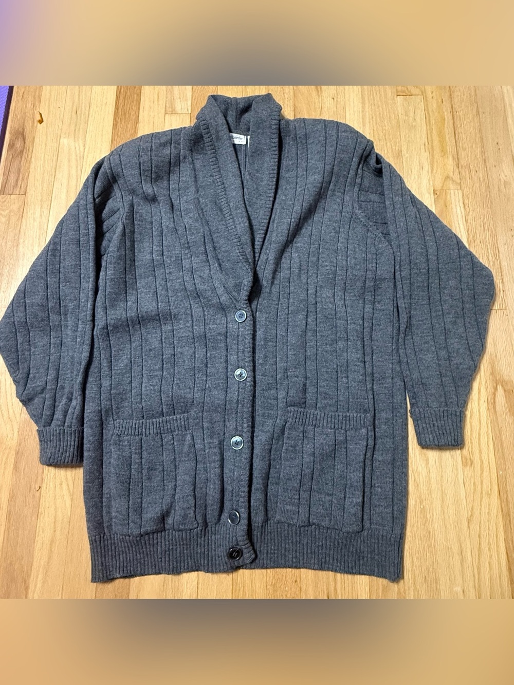 Liz Claiborne Merino Wool Cardigan Sweater Merino Wool Grandpa Knit Grey Medium